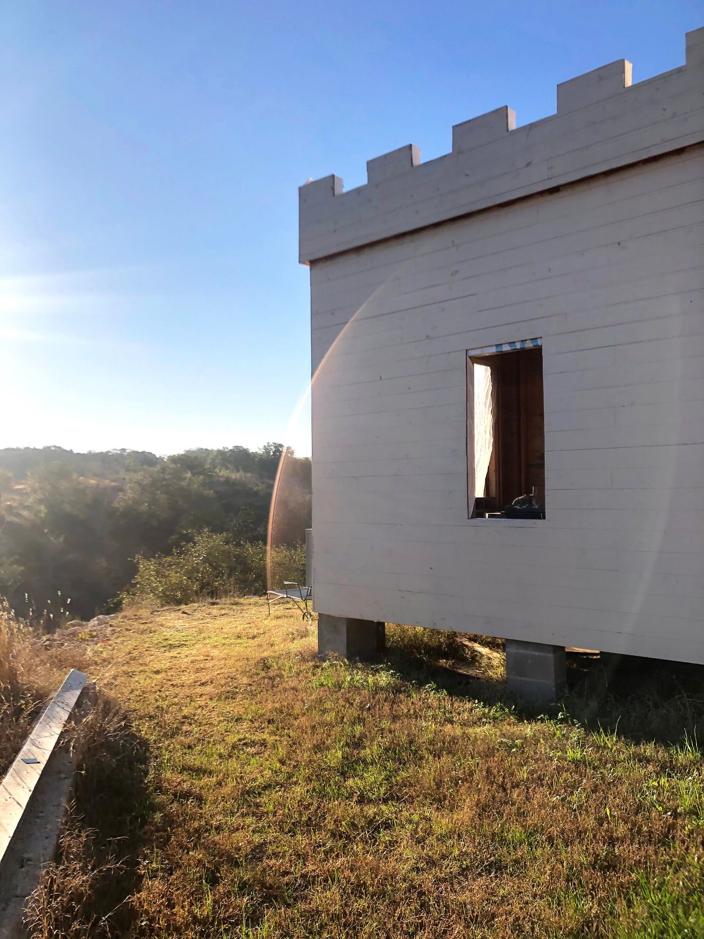 A castle in progress on the Havenwald property.