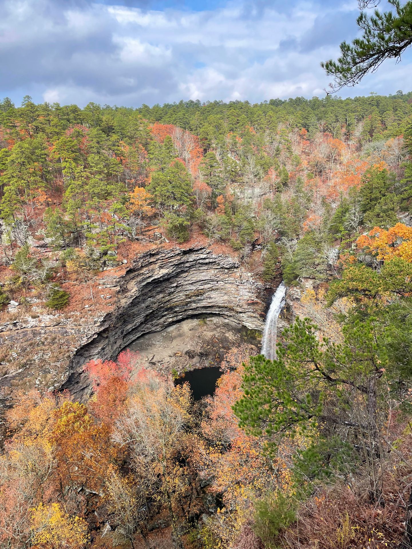 Looking down at the Cedar Falls from the overlook in the fall.