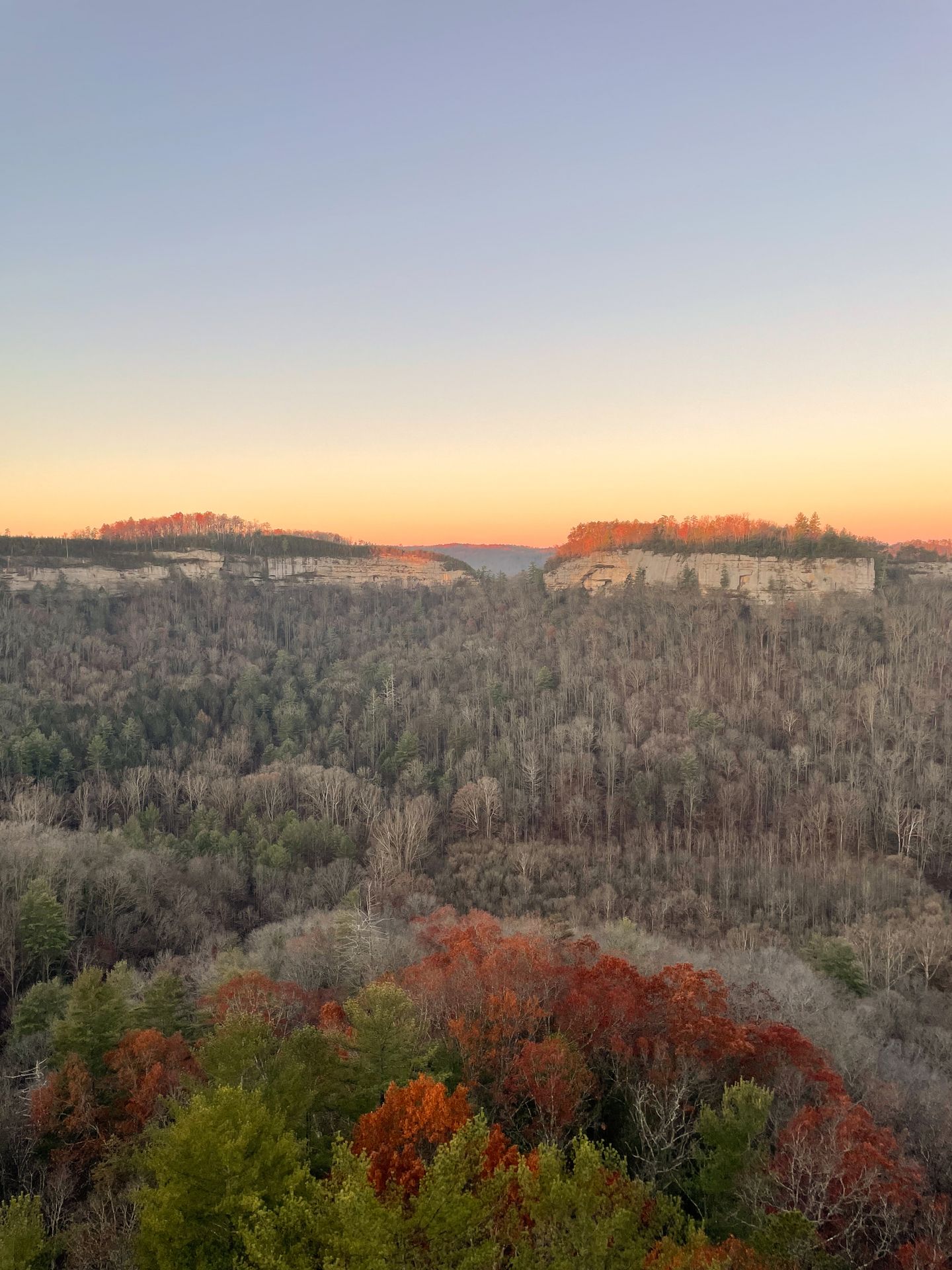 A view of rock formations across the gorge from the Chimney Top trail.