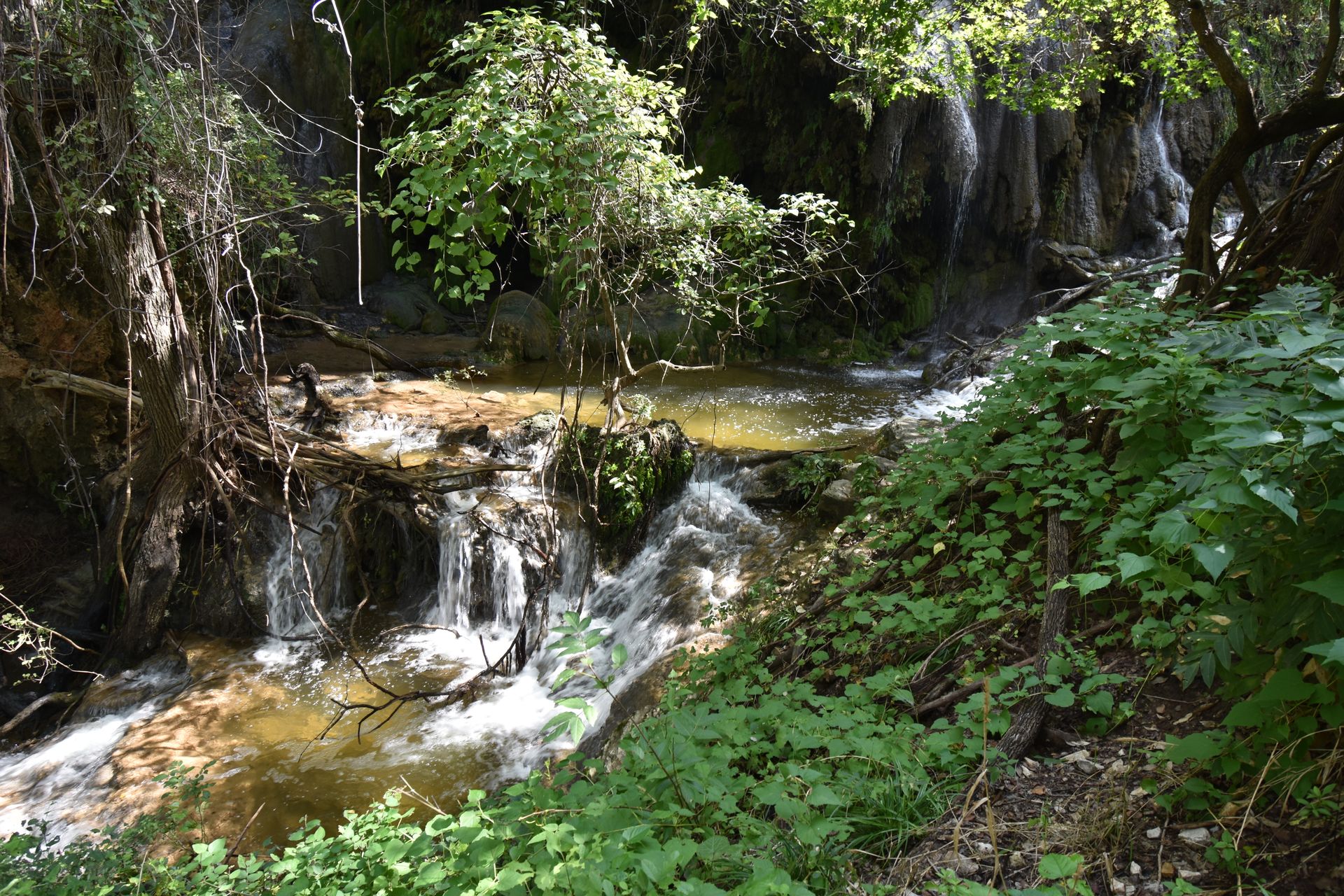A small waterfall next to Gorman Falls at Colorado Bend State Park.