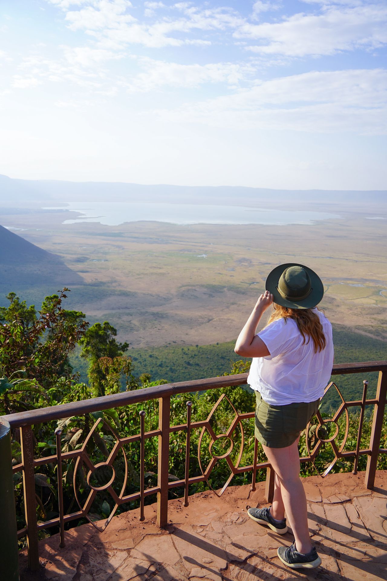 Lydia at an overlook that looks down at the Ngorongoro Crater