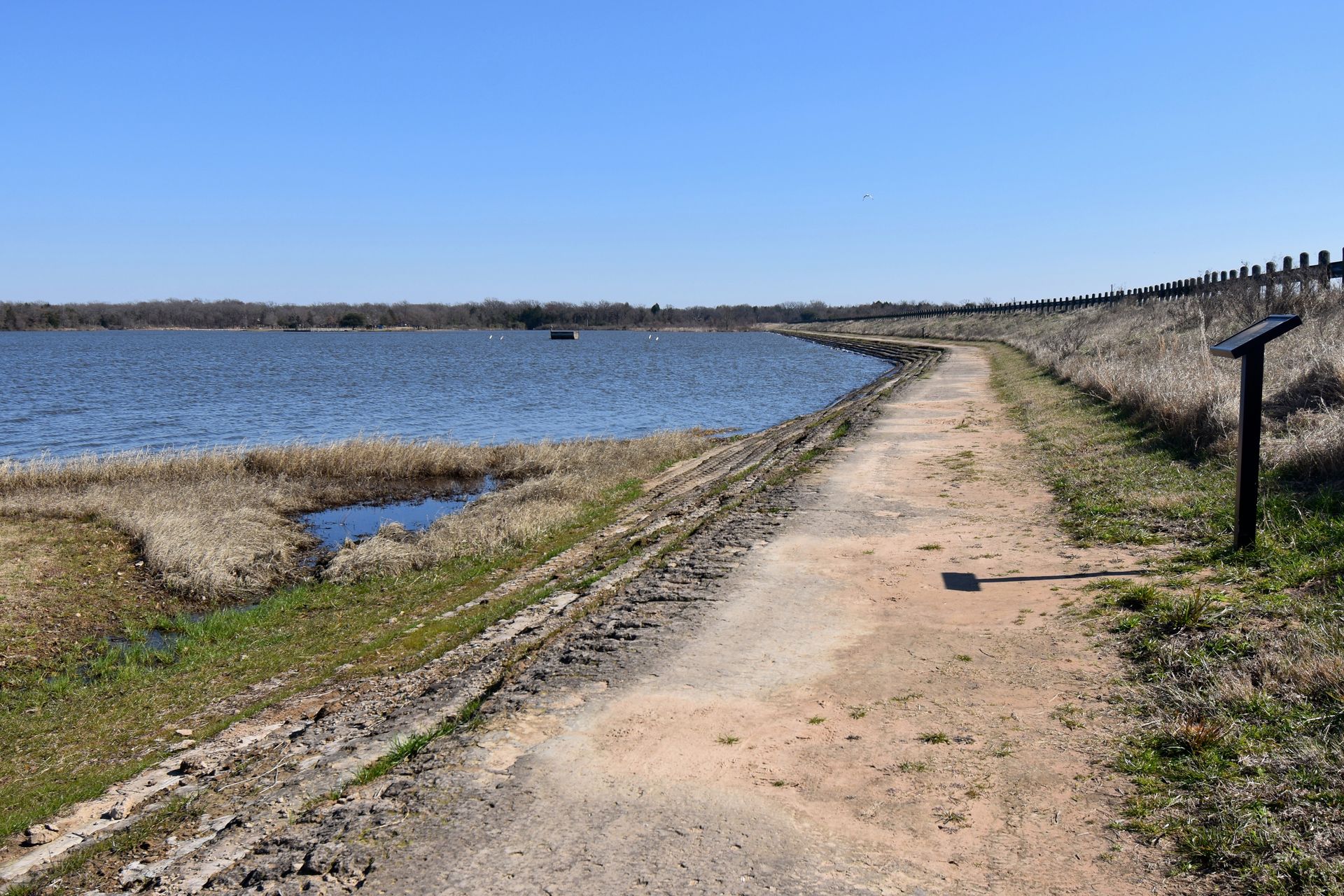 A trail along the lake in Purtis Creek State Park.
