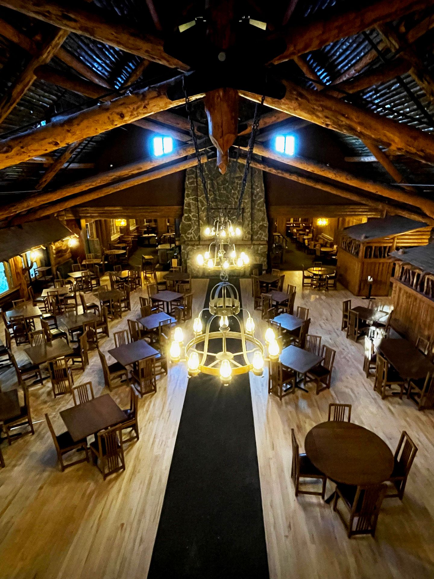 Looking down at the Old Faithful Dining Room.