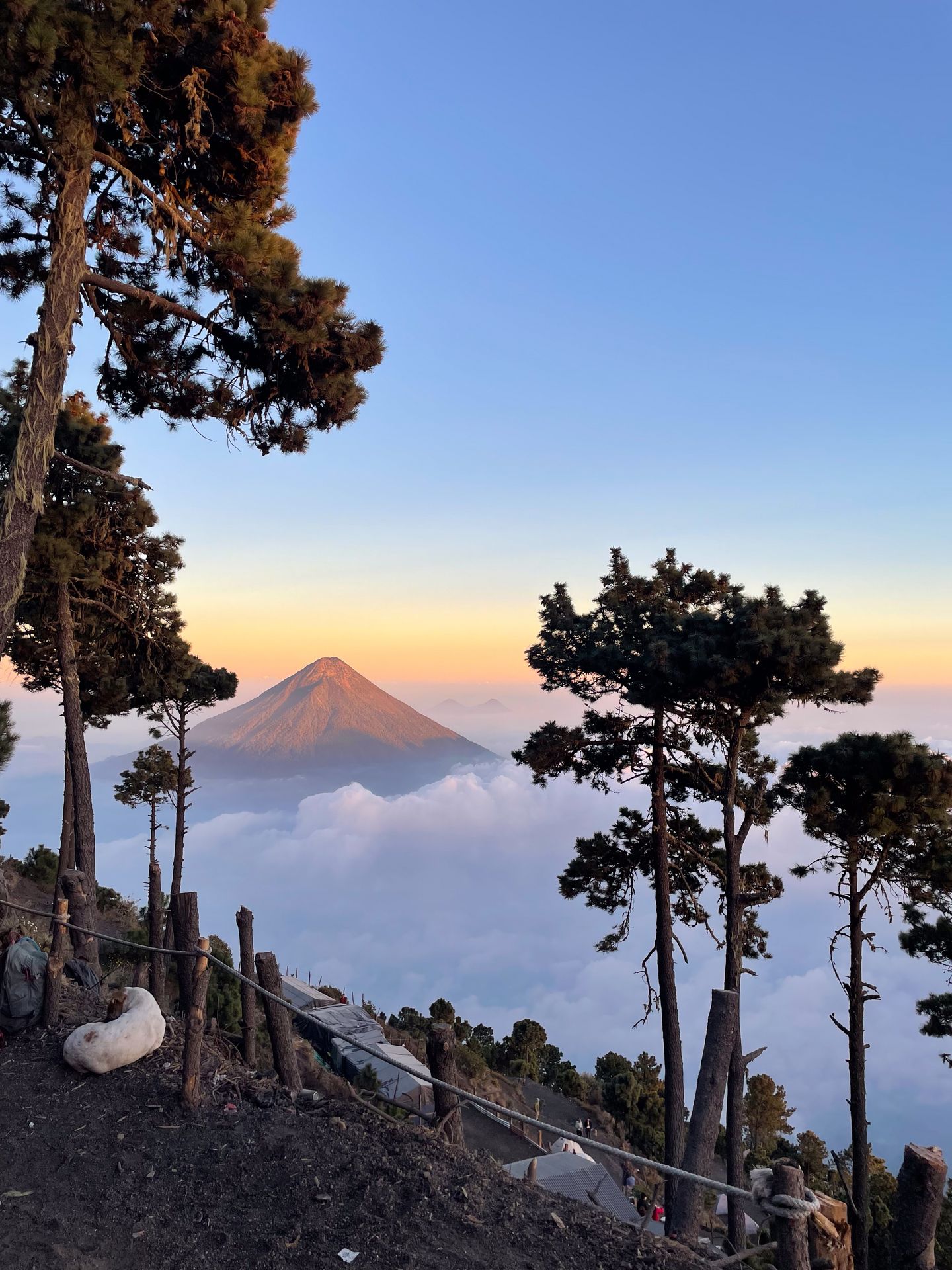 A view of Agua Volcano from the Acatenango Trail