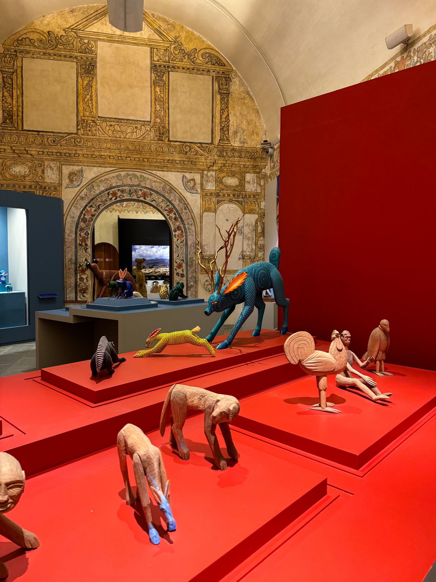 A museum exhibit about Alebrijes, painted animals