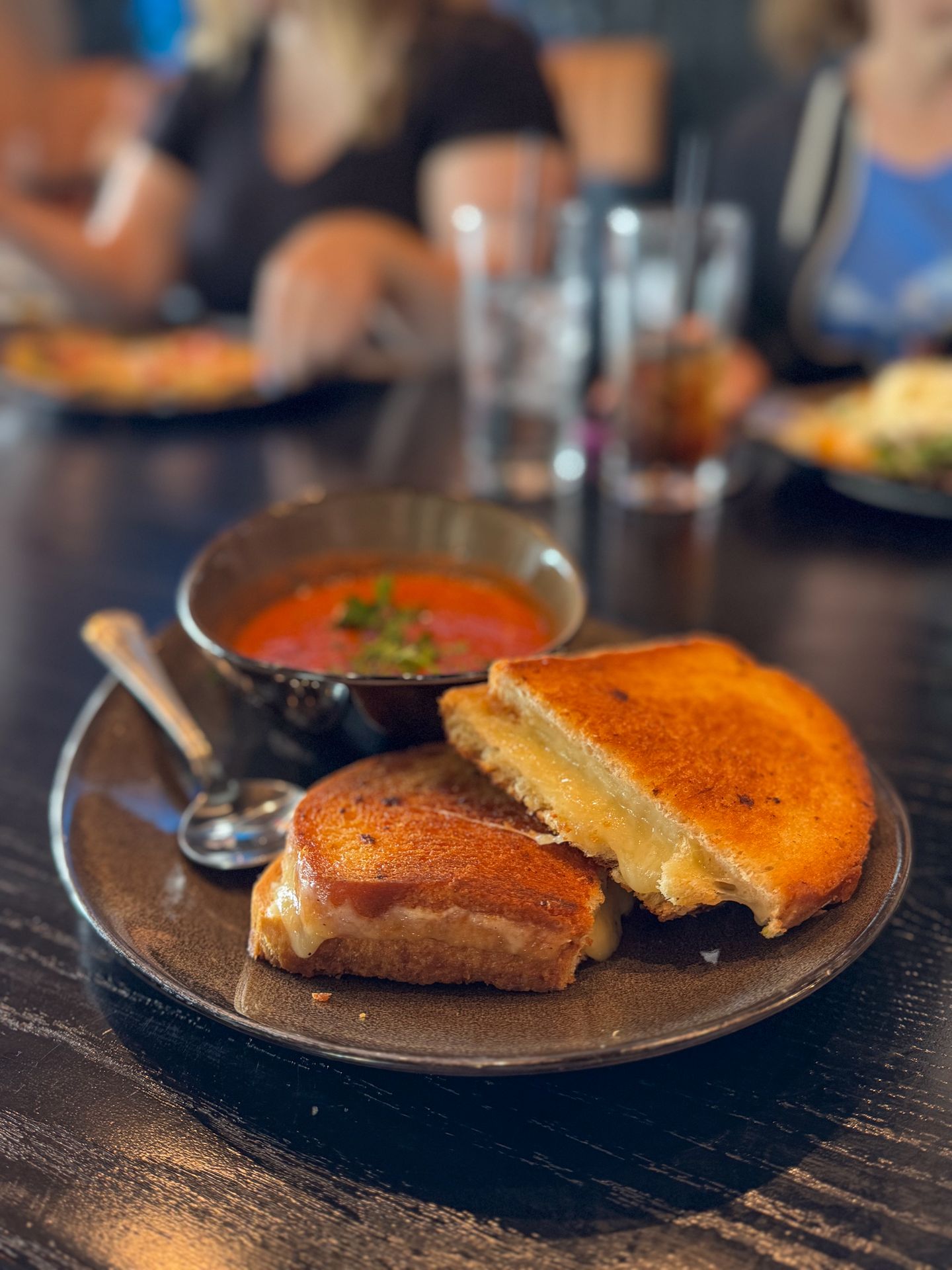 Grilled cheese and a bowl of tomato soup from Fyre Modern Grill