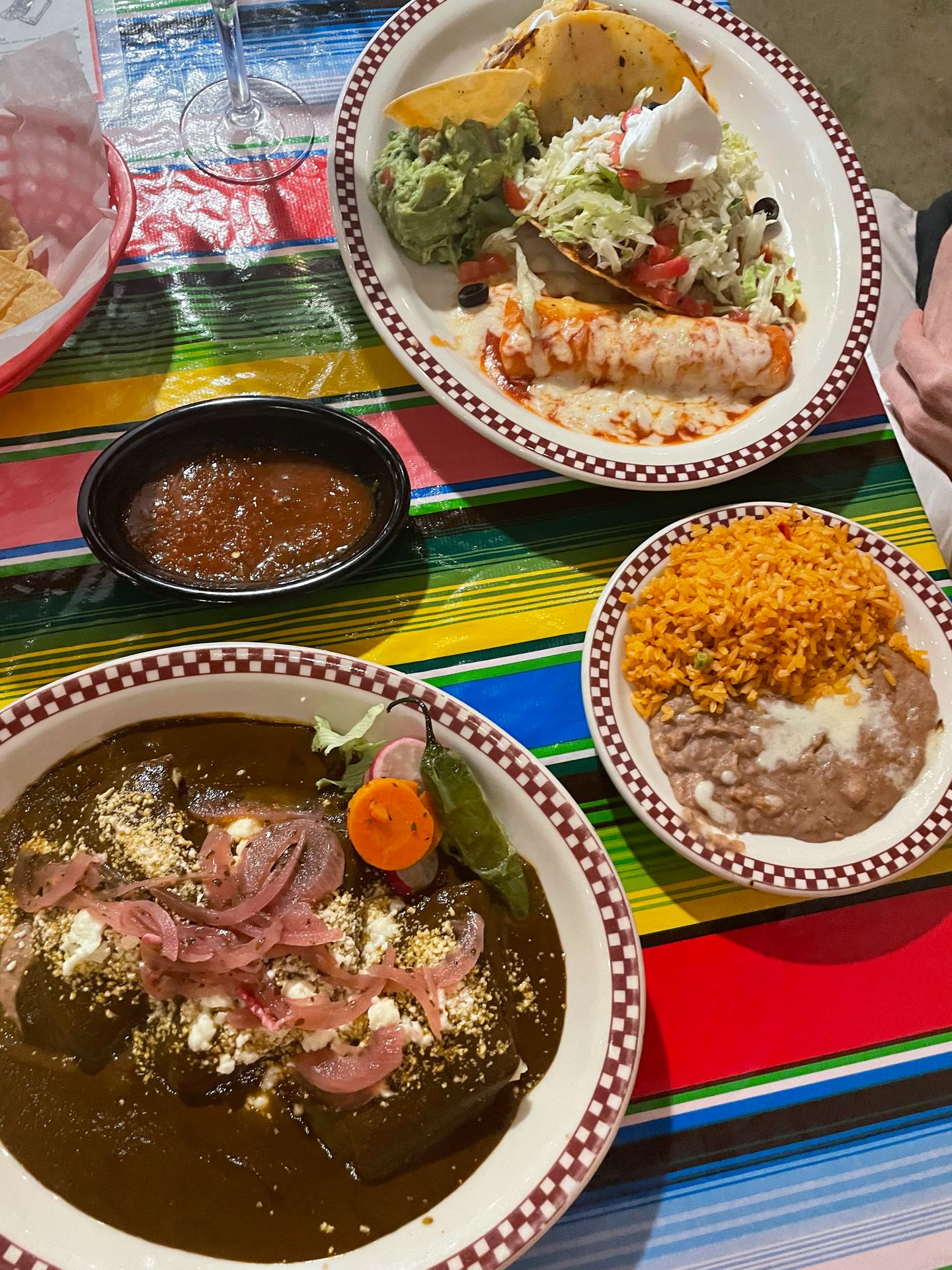 Two plates of Mexican food from Red Iguana