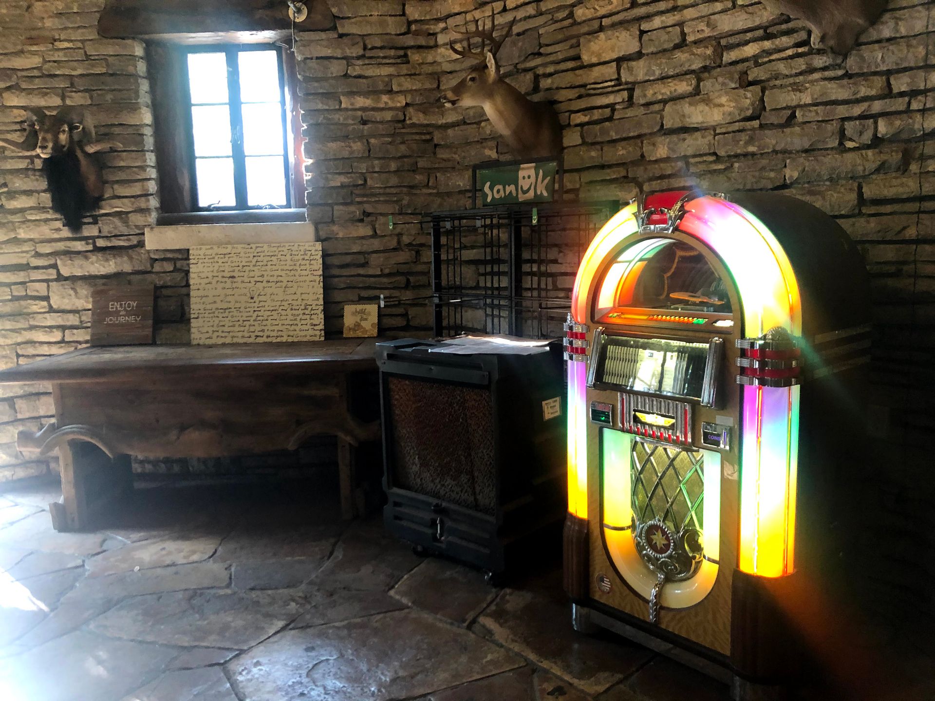 The jukebox inside of the Dance Hall at Garner.