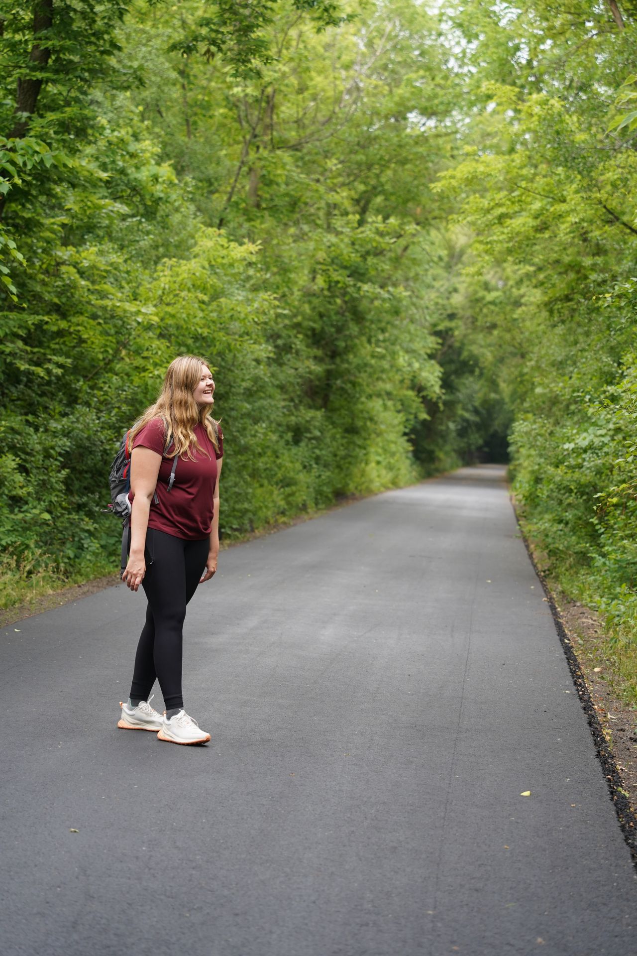 Lydia hiking on the Beaver Islands Trail in St Cloud