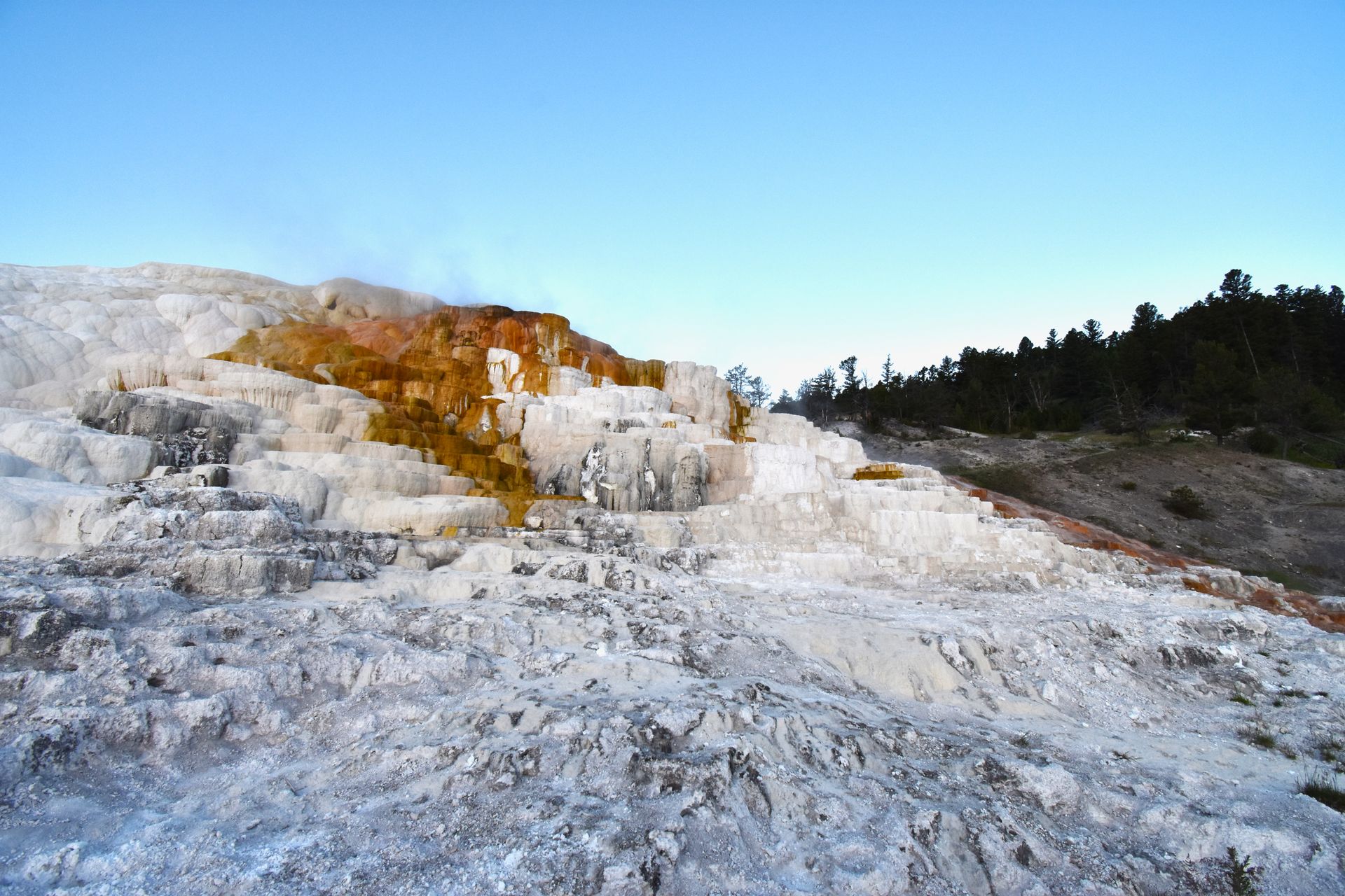 A staircase of white sulphur and some orange.