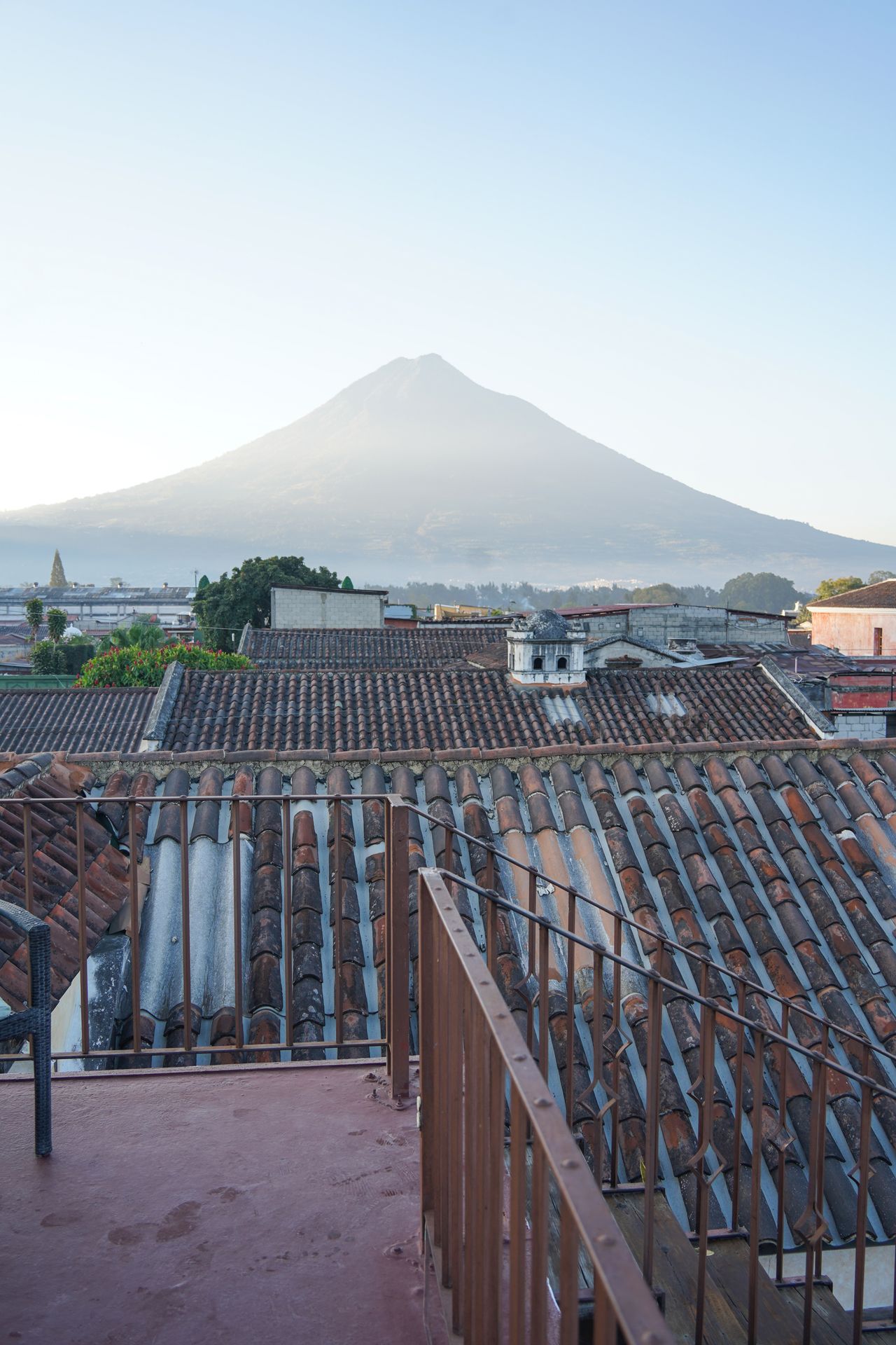 A volcano view from the rooftop of Hotel El Meson de Maria