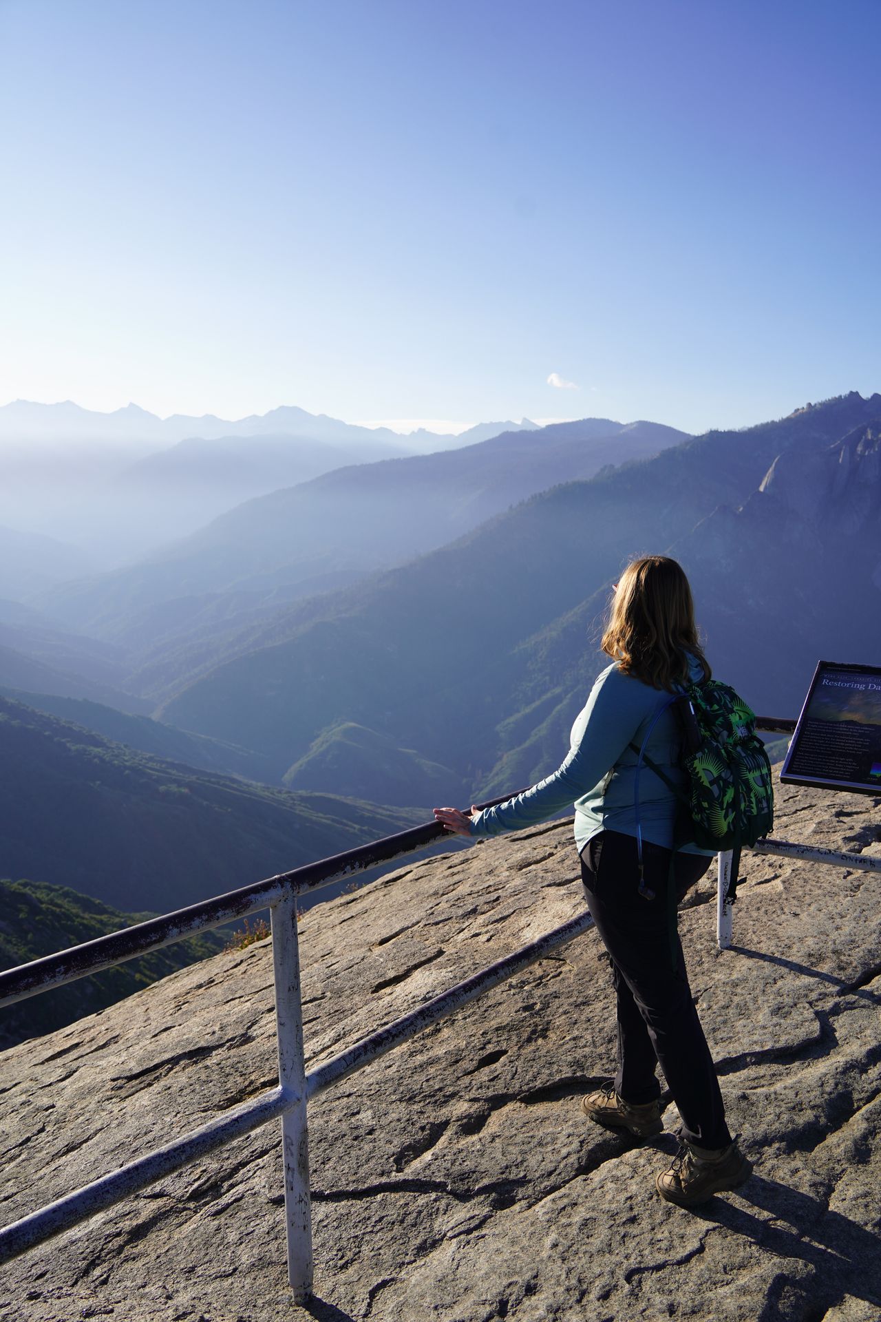 Lydia looking out at the mountains from the top of Moro Rock