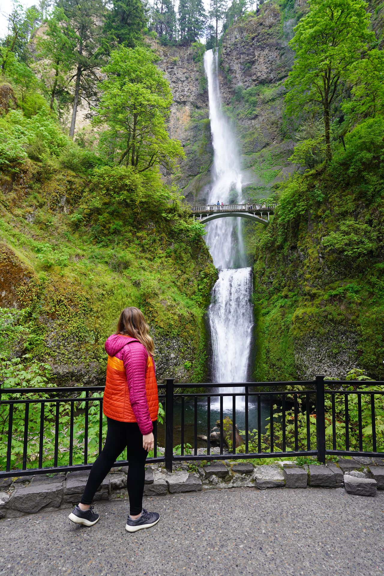 Lydia looking out at Multnomah Falls