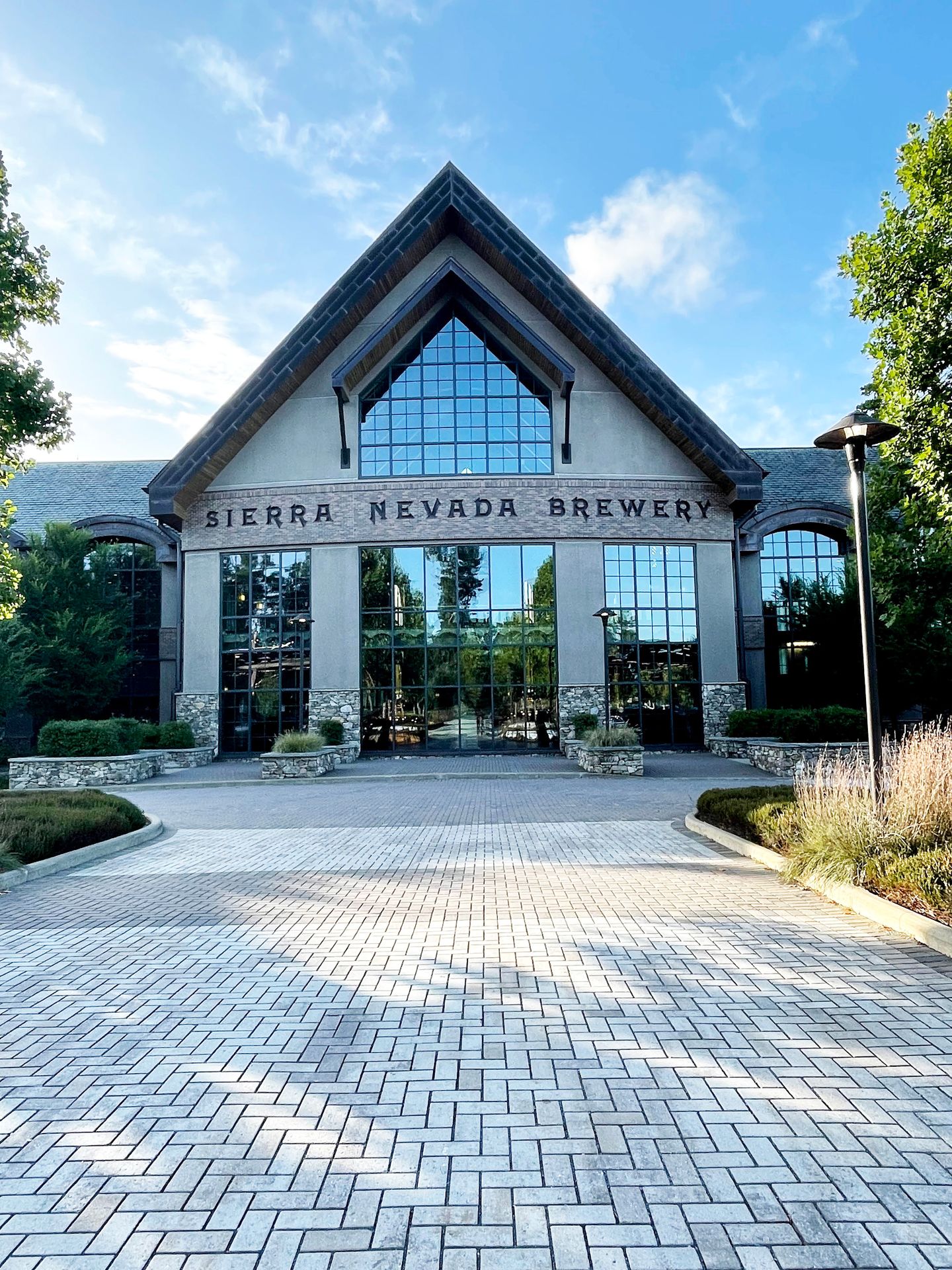 The grand exterior of the Sierra Nevada Brewery.