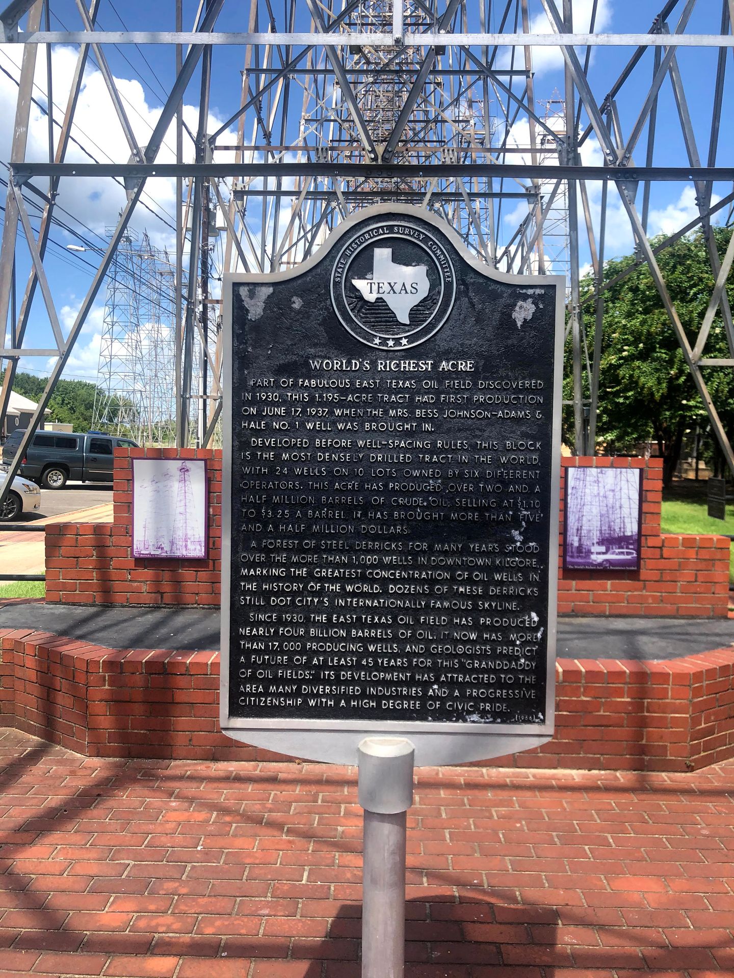 A historical sign for the "world's richest acre"