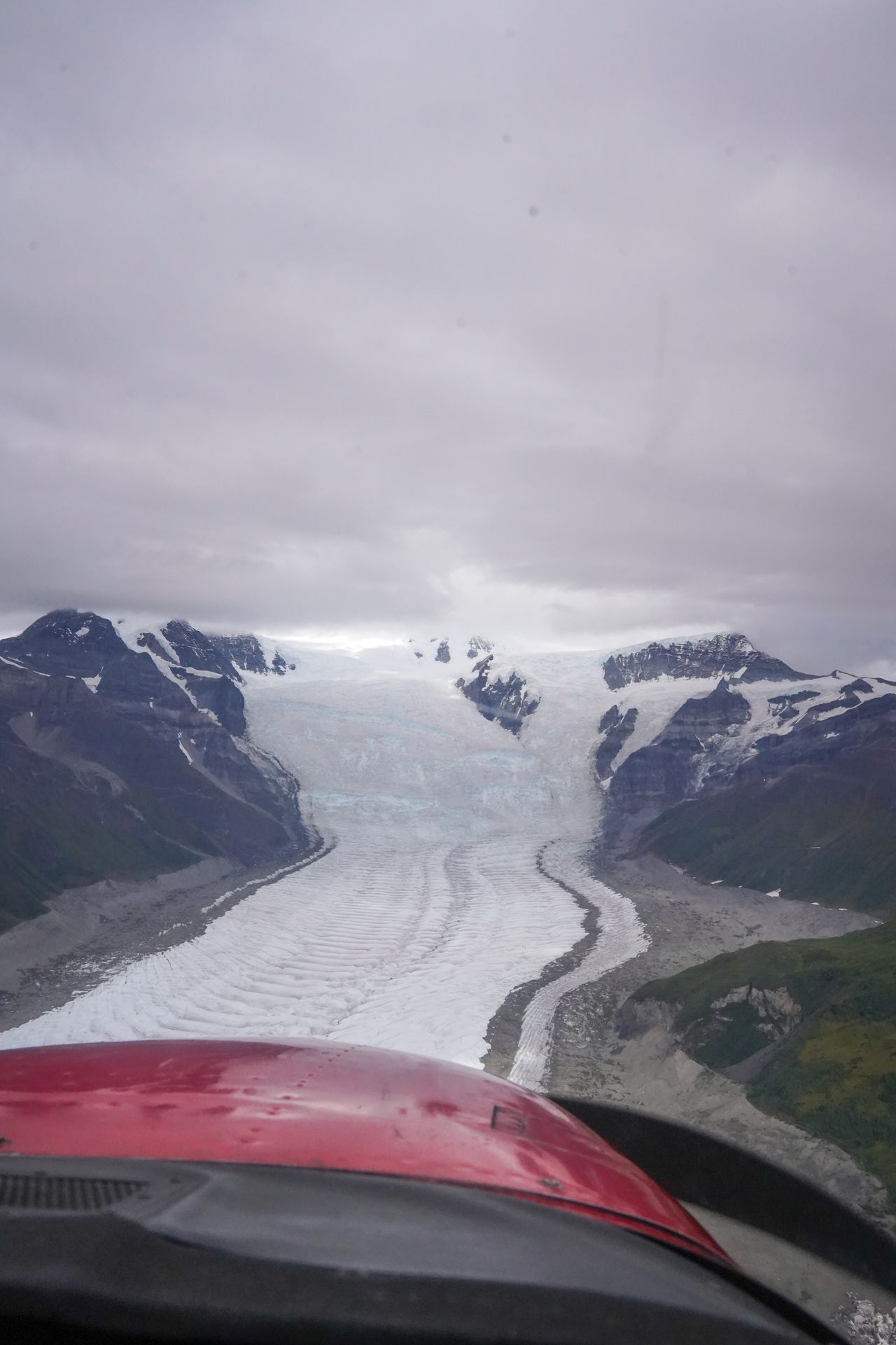A view of the icefall over the Root Glacier from a flight over Wrangell-St. Elias National Park