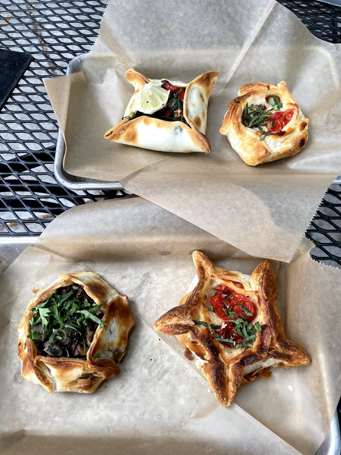 Four vegetarian empanadas from Rincon Argentino.