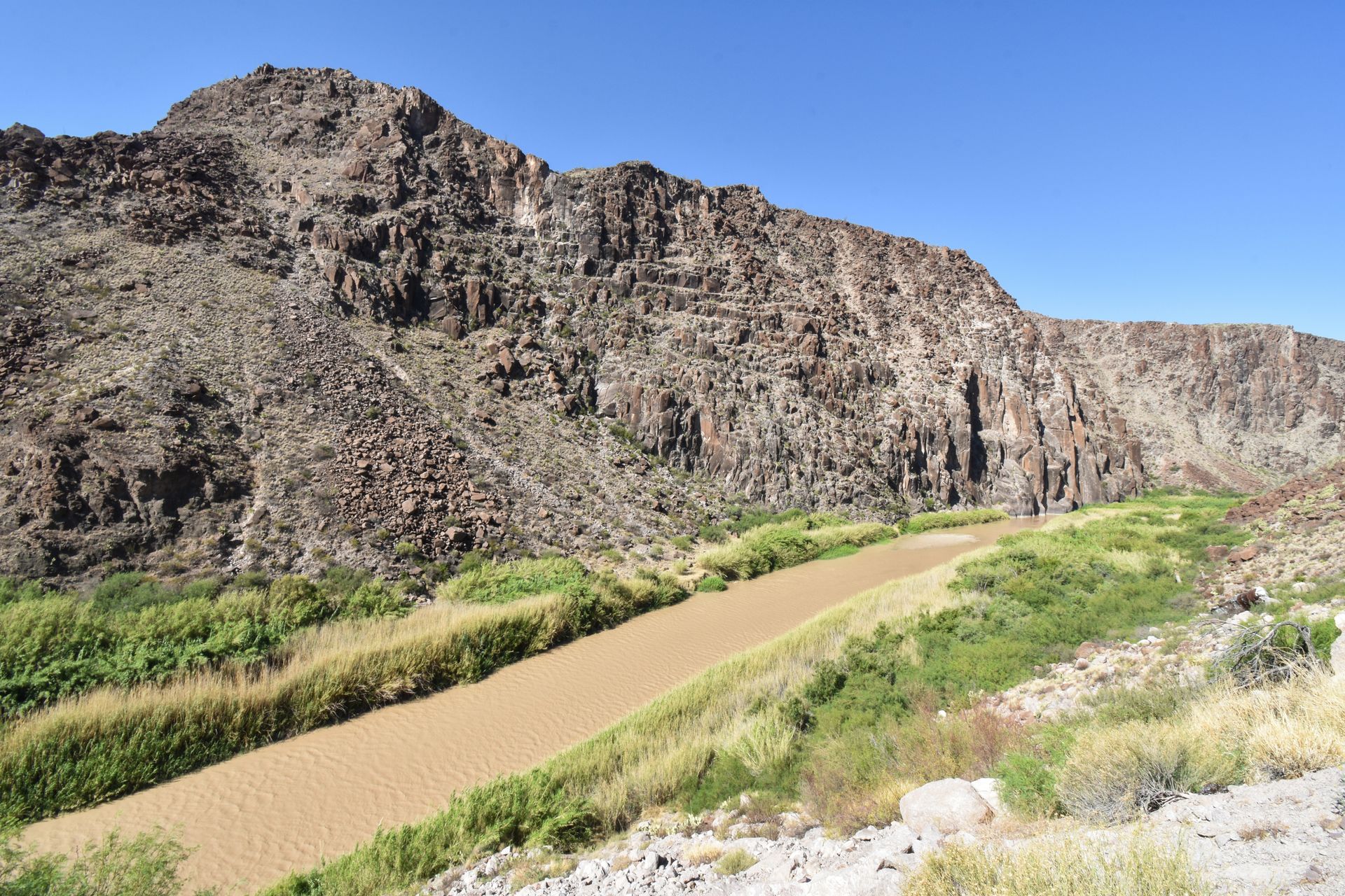 The view looking down at the Rio Grande River inside of Big Bend Ranch State Park.