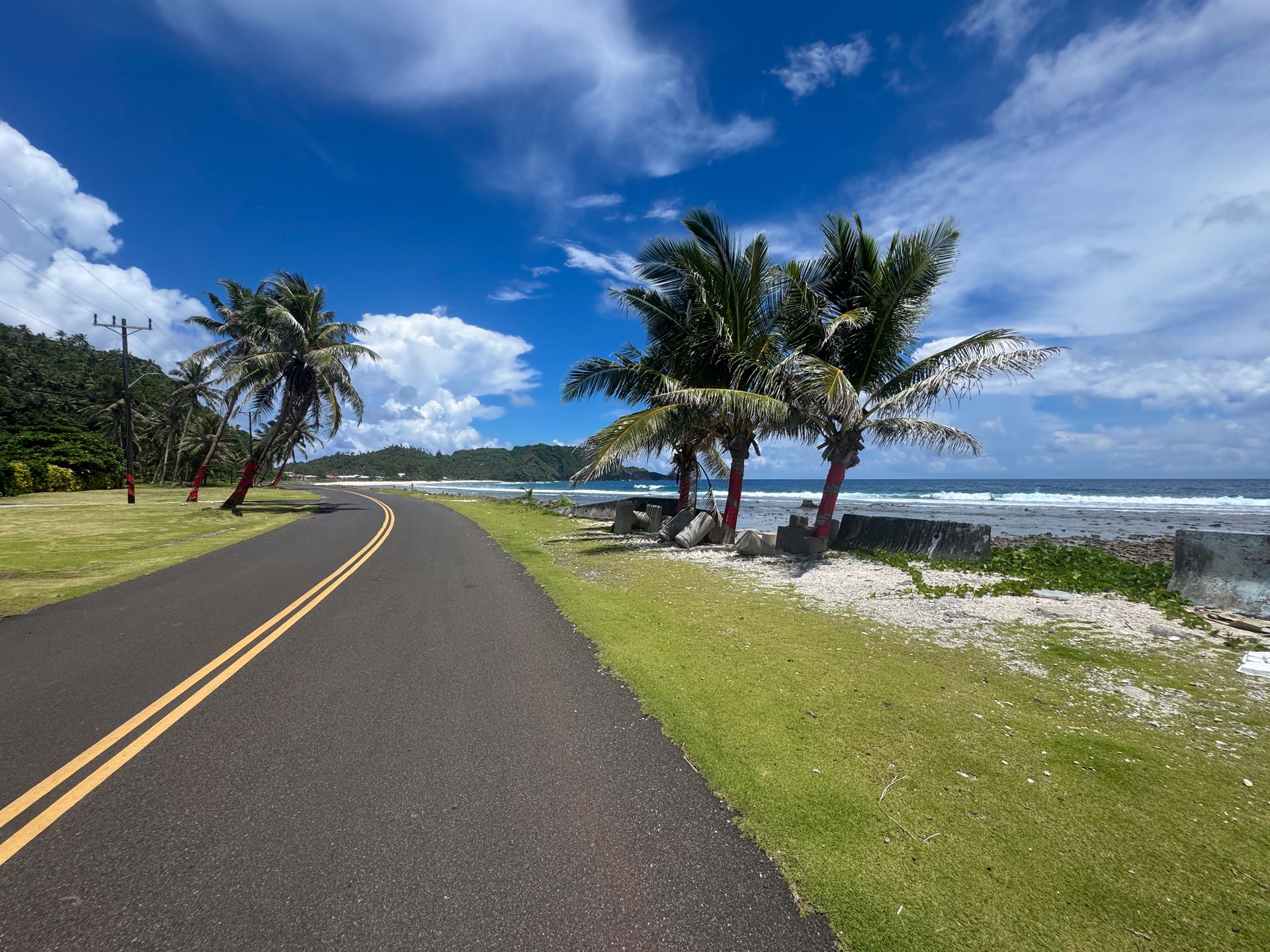 A road right next to the coast in American Samoa