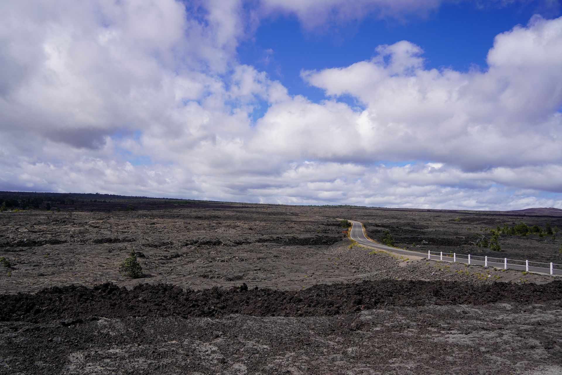 A road surrounded by former lava tubes
