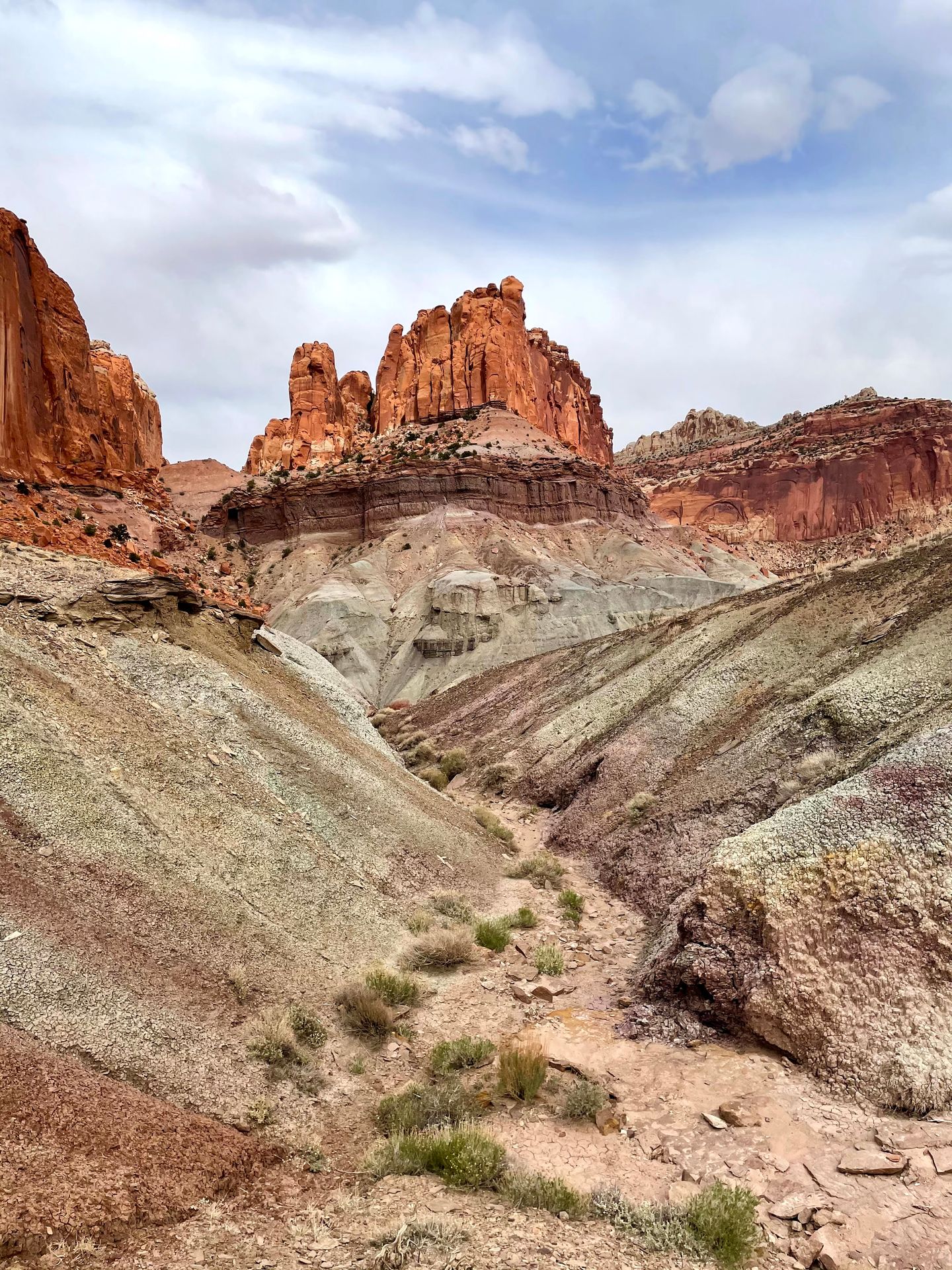 A tower of orange rocks.