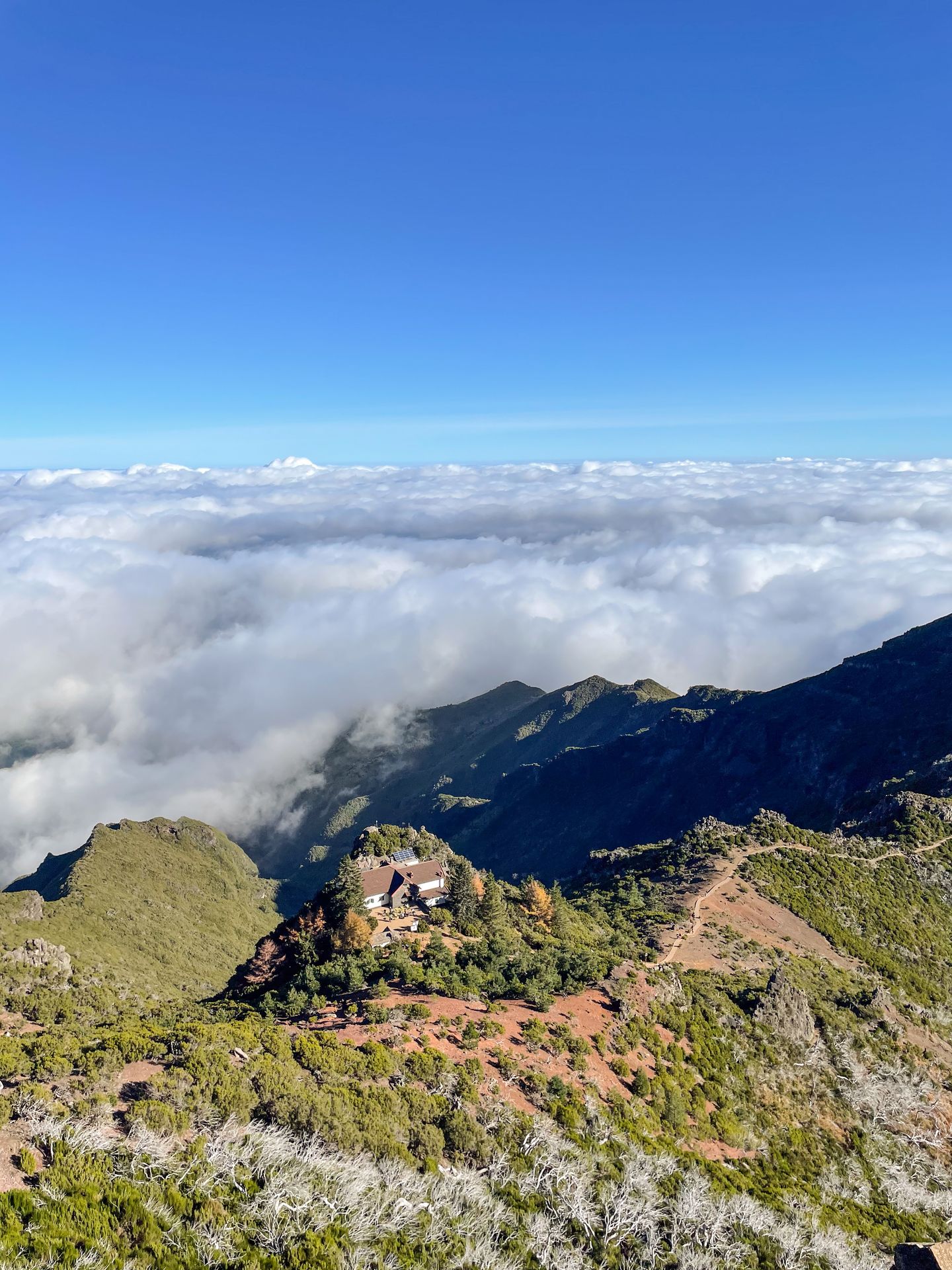 Looking down at the inn from the top of Pico Ruivo