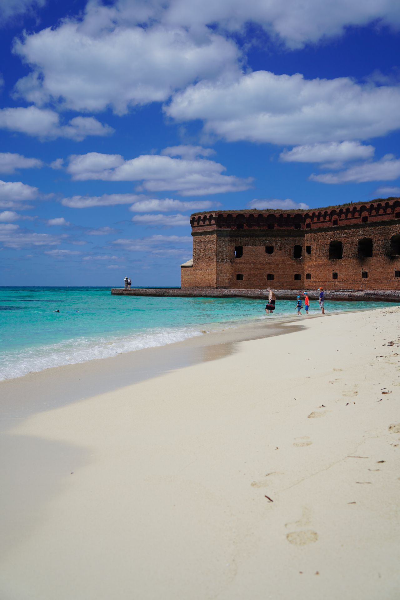 A sandy beach in front of Fort Jefferson