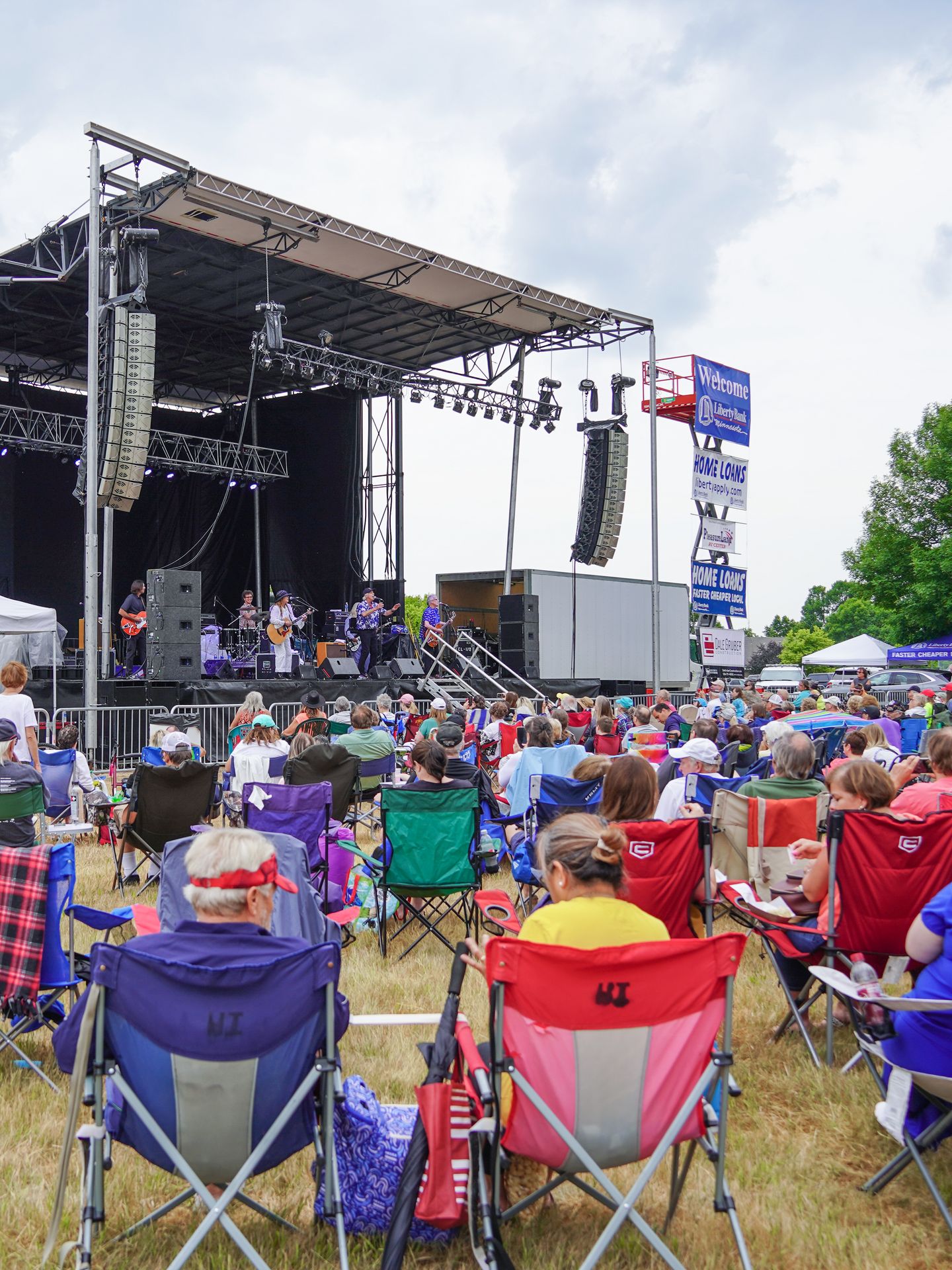 The stage for concerts at the Liberty Bank Block Party in St Cloud