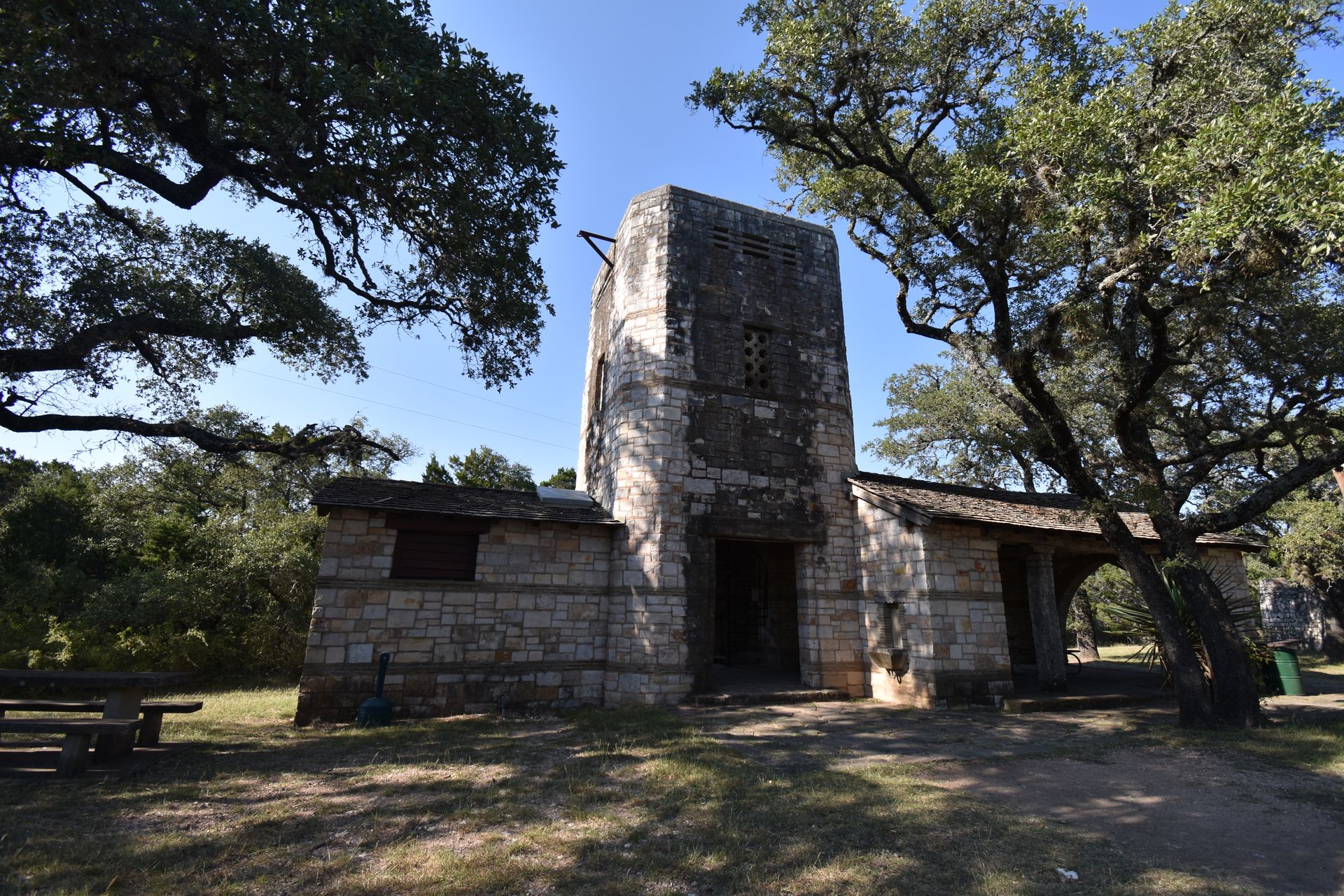 A stone tower at Longhorn Caverns State Park.