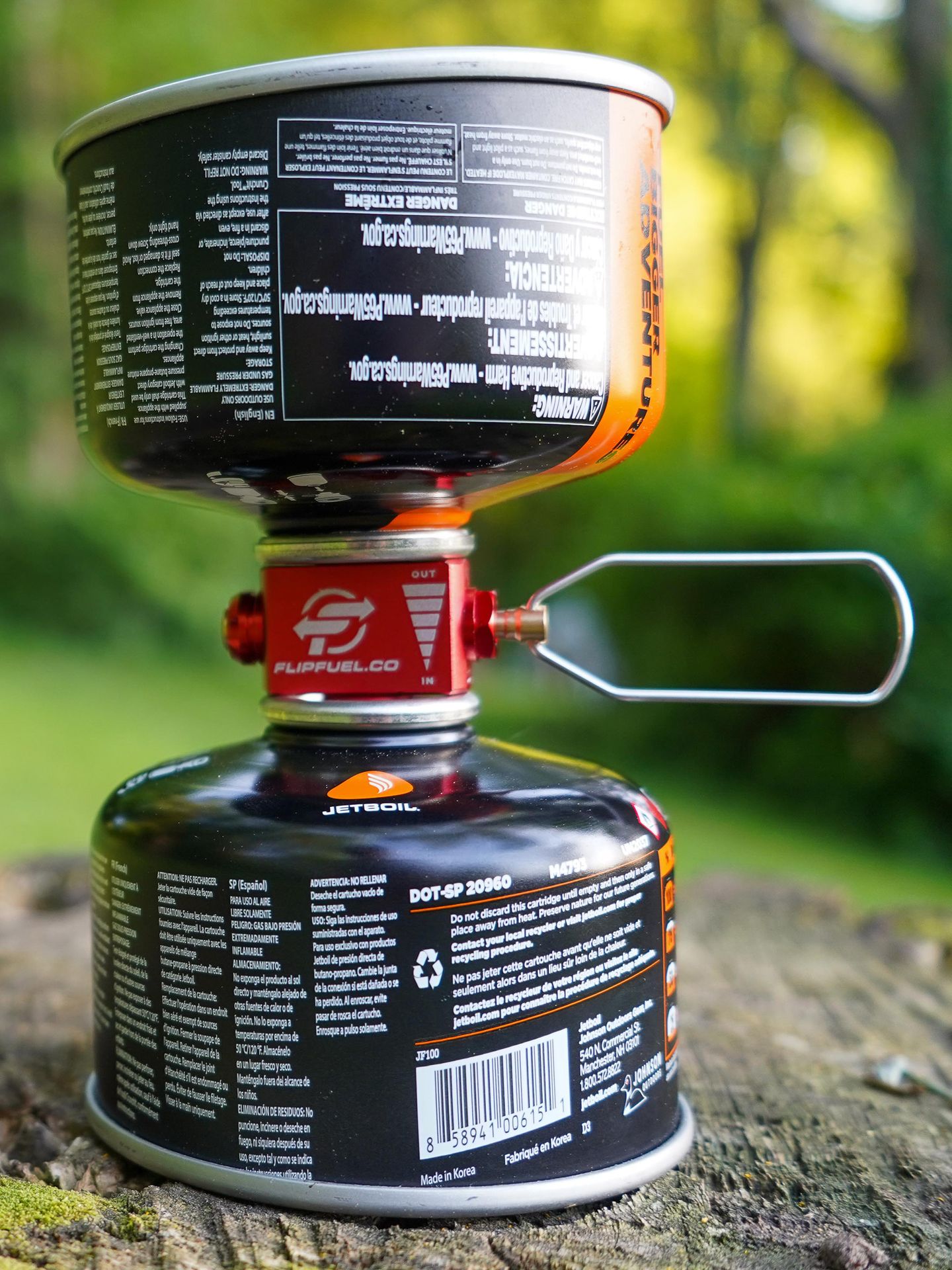 The Flip Fuel being used to tranfer fuel between two canisters.