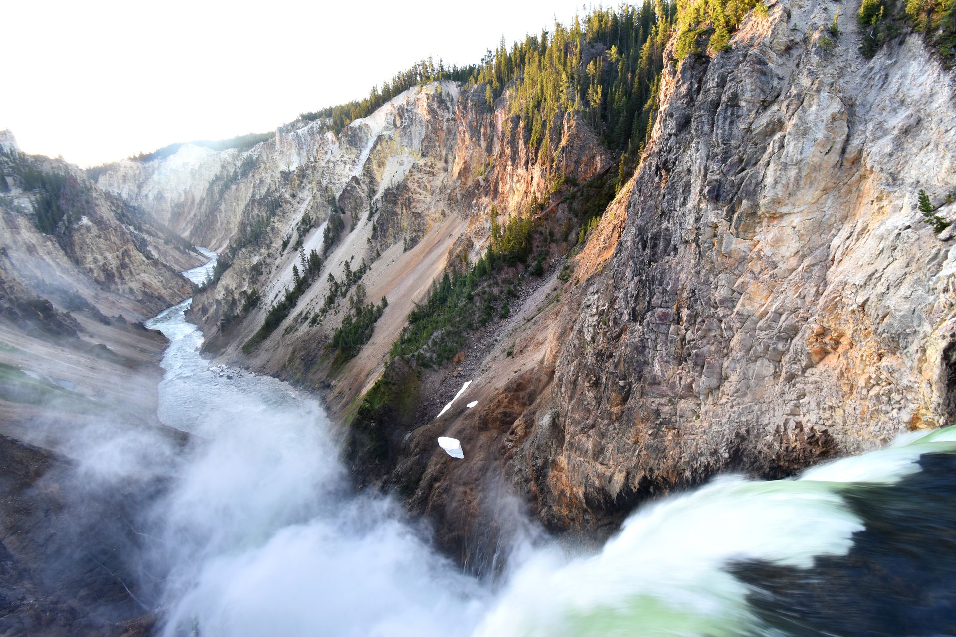 Looking at the Grand Canyon of the Yellowstone from the brink of the Upper Falls.