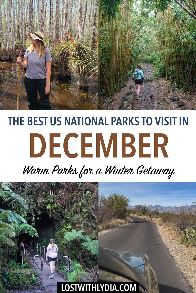 Learn about the best US national parks to visit in December! This list will give you ideas for an epic winter vacation.