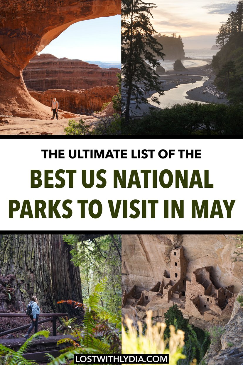 Learn about the best US national parks to visit in May! May is a great shoulder season time to visit many US national parks, and a time to see wildflowers and gushing waterfalls.