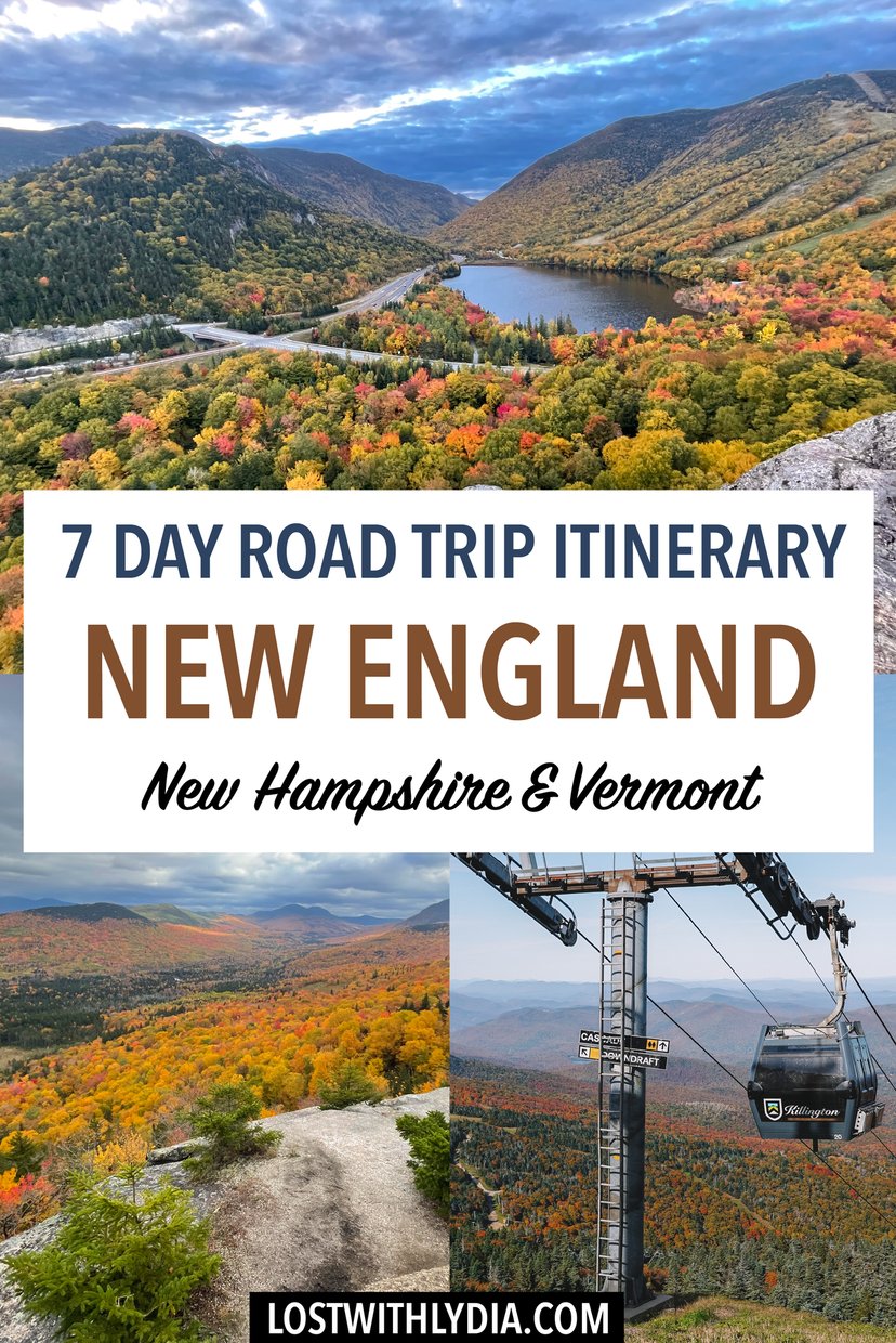Plan an epic New England fall road trip with this guide! This 7 day itinerary includes the New Hampshire White mountains, Stowe and Woodstock, Vermont and more.